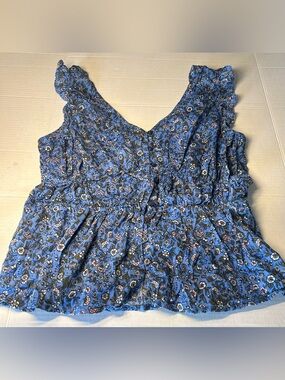 Old Navy Blue Floral Ruffled V-Neck Camisole